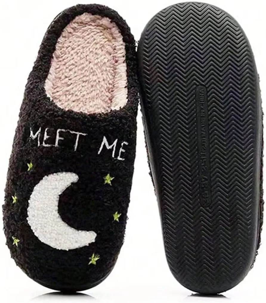 Meet Me at Midnight Slippers for Women Men Ladies Men's Comfortable Plush Home Slippers Slip On Non-slip Slippers