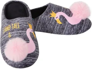 MeMoi Royal Flamingo Pompom Plush Slippers