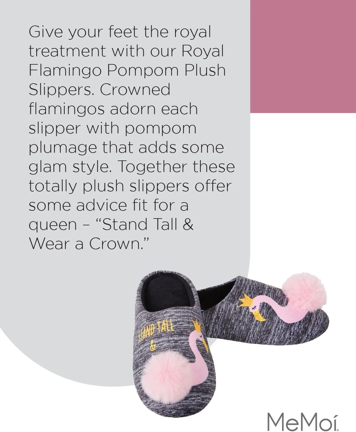 MeMoi Royal Flamingo Pompom Plush Slippers