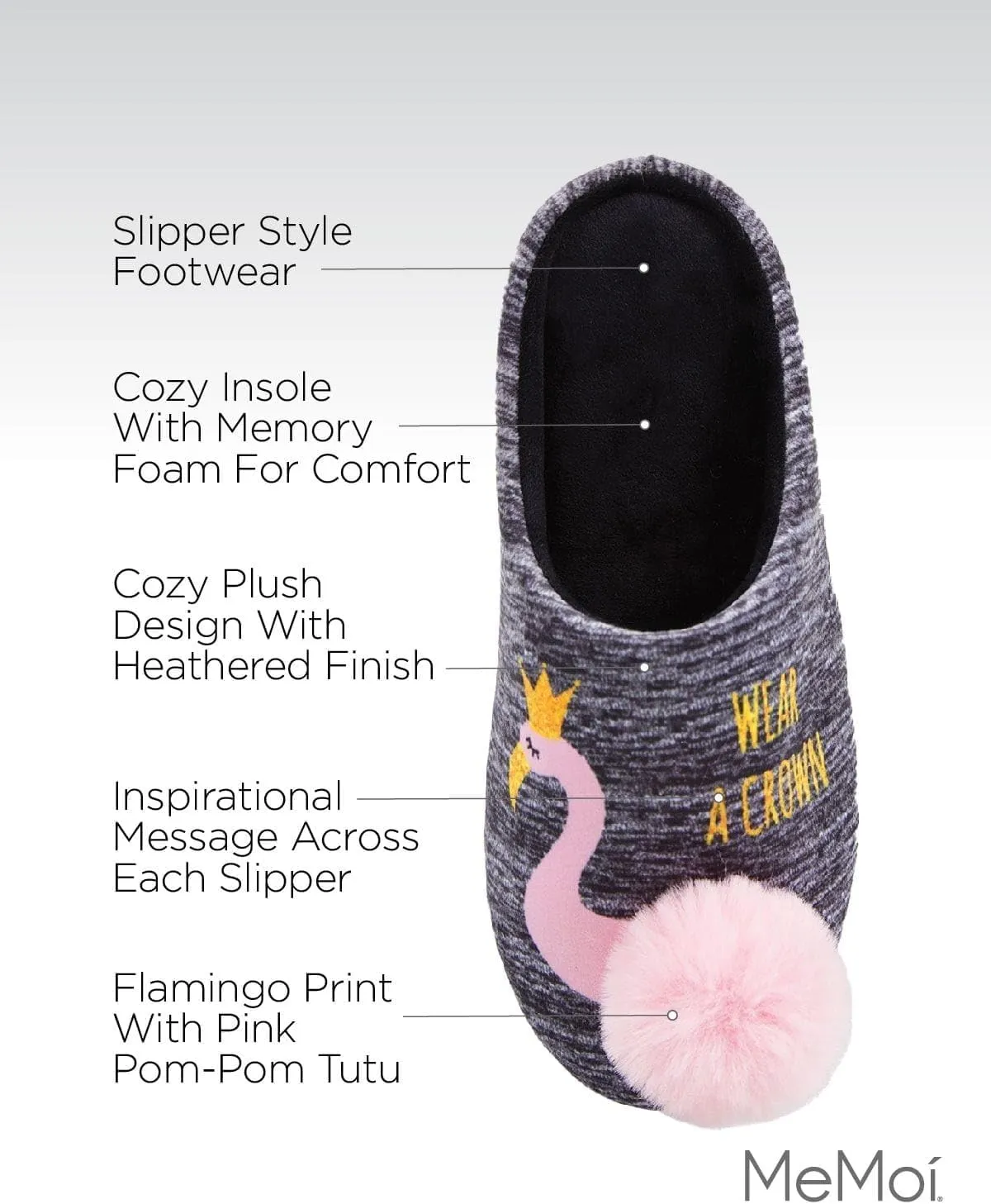 MeMoi Royal Flamingo Pompom Plush Slippers