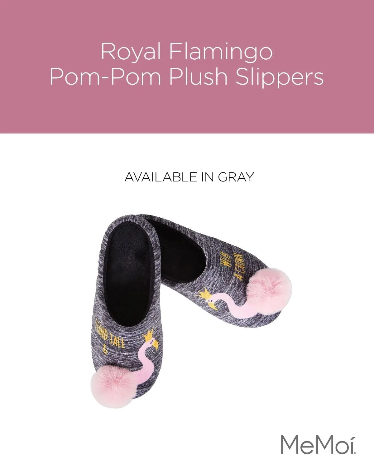 MeMoi Royal Flamingo Pompom Plush Slippers