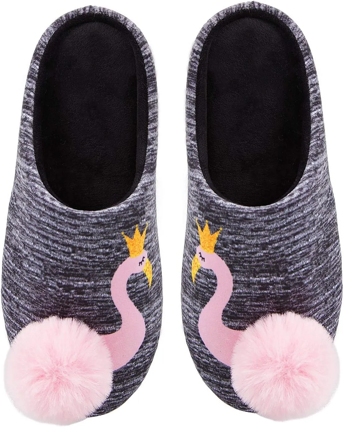 MeMoi Royal Flamingo Pompom Plush Slippers