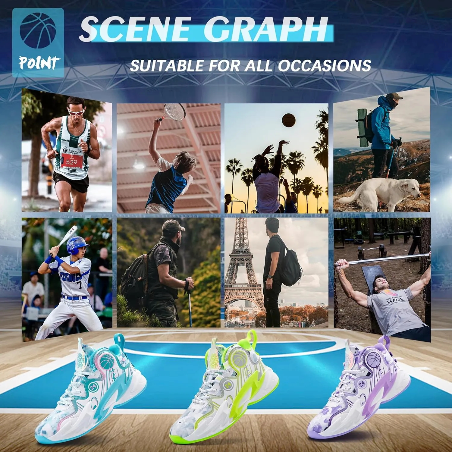 Men Basketball Shose Breathable Fashion Sneakers Non Slip Sport Shoes