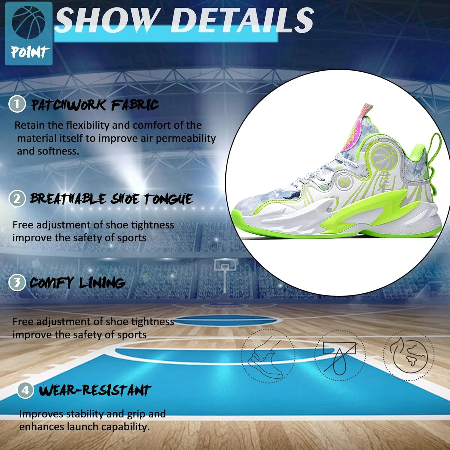 Men Basketball Shose Breathable Fashion Sneakers Non Slip Sport Shoes