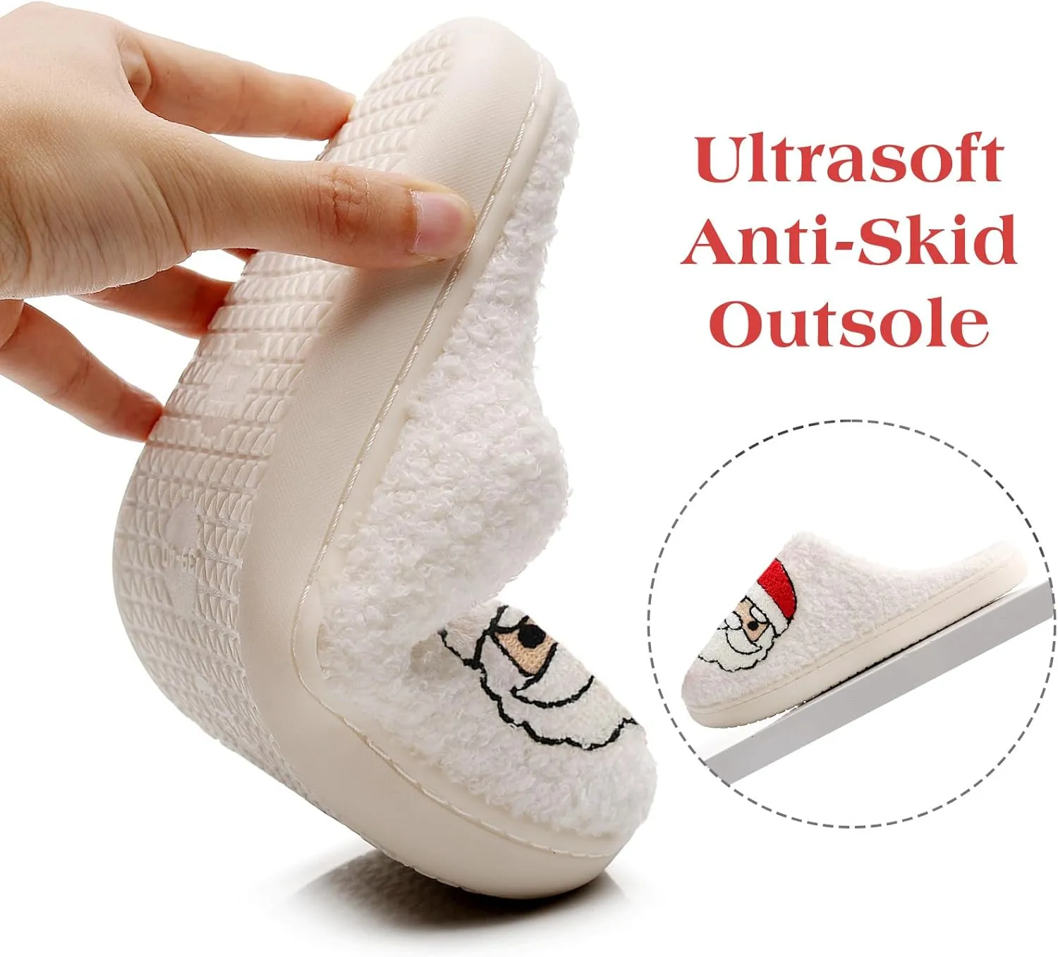 Menore Christmas Reindeer Slippers for Womens Mens Plush Warm Santa Claus Slippers Fuzzy House Slippers Christmas Gifts For Girls Women Girlfriend