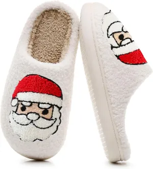 Menore Christmas Reindeer Slippers for Womens Mens Plush Warm Santa Claus Slippers Fuzzy House Slippers Christmas Gifts For Girls Women Girlfriend