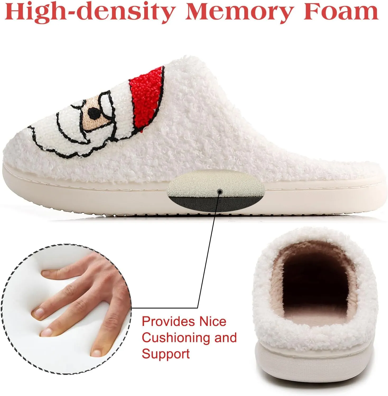 Menore Christmas Reindeer Slippers for Womens Mens Plush Warm Santa Claus Slippers Fuzzy House Slippers Christmas Gifts For Girls Women Girlfriend