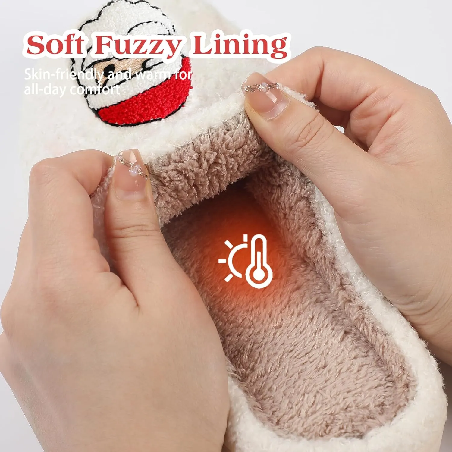 Menore Christmas Reindeer Slippers for Womens Mens Plush Warm Santa Claus Slippers Fuzzy House Slippers Christmas Gifts For Girls Women Girlfriend