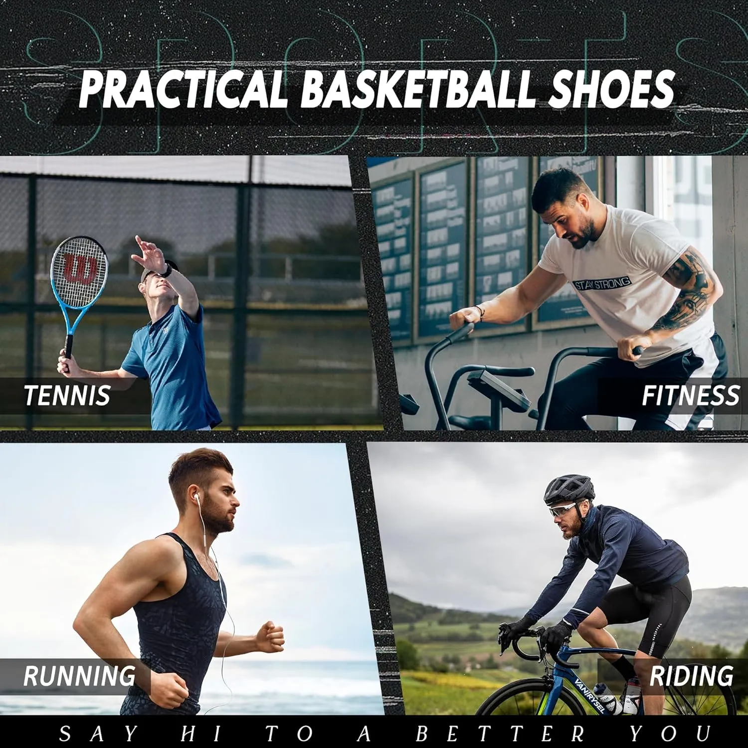 Men's Basketball Shoes Fashionable Multifunctional Outdoor Shoes Lightweight Wear-Resistant Shock-Absorbing Training Shoes Running Shoes
