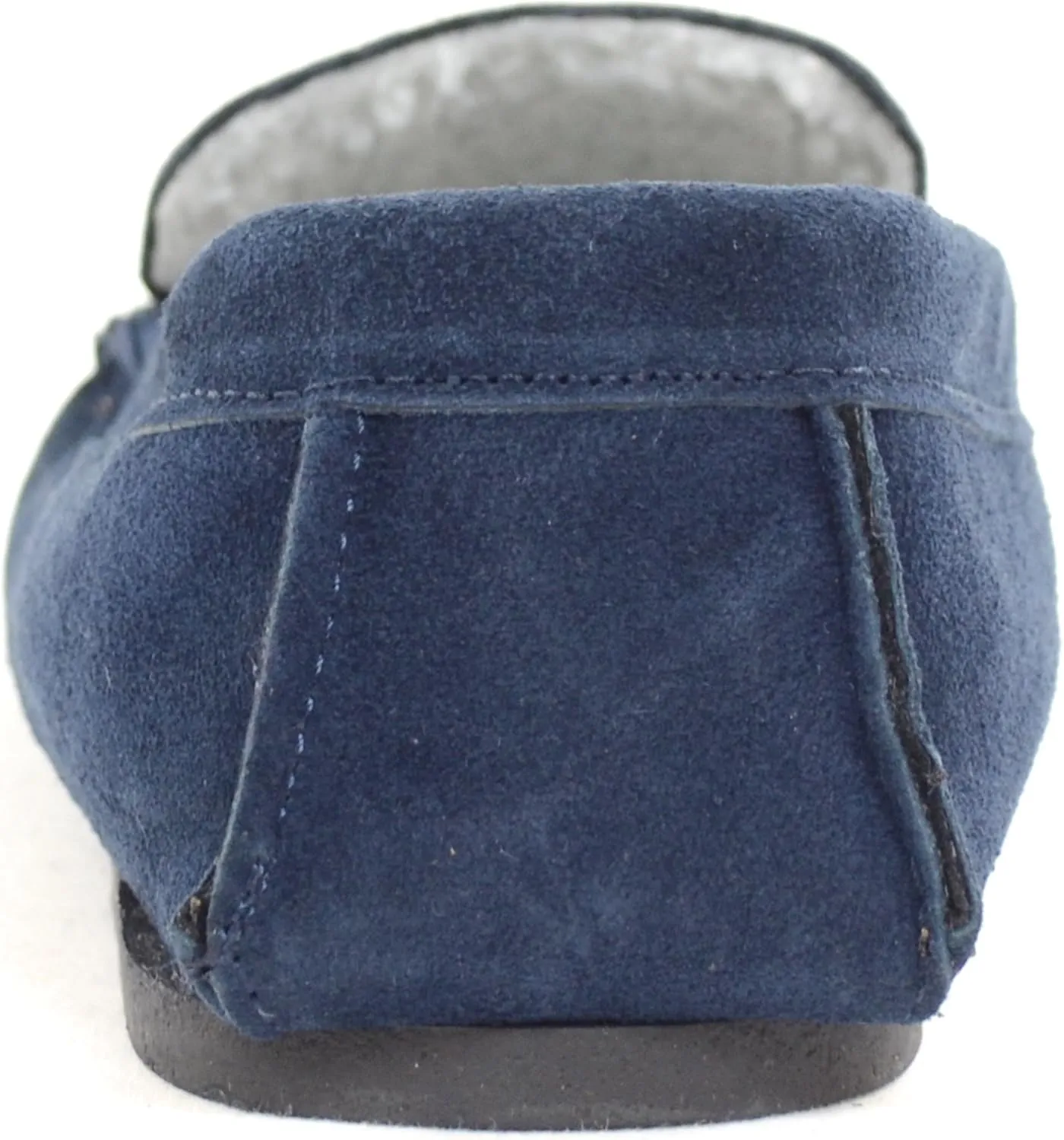 Mens Berber Fleece Lined Moccasin Slipper with Non-Slip Rubber Sole
