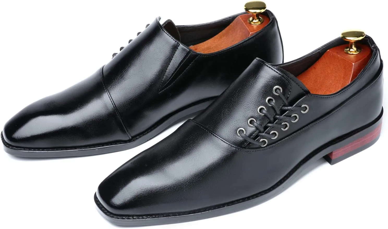 Mens Dress Shoes Slip On Loafers Moccasins for Men Leather Lace up Smoking Slipper Vintage Prom Wedding Shoes