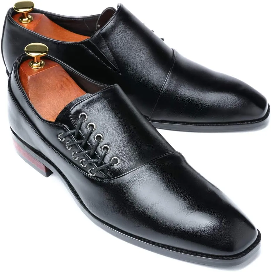 Mens Dress Shoes Slip On Loafers Moccasins for Men Leather Lace up Smoking Slipper Vintage Prom Wedding Shoes