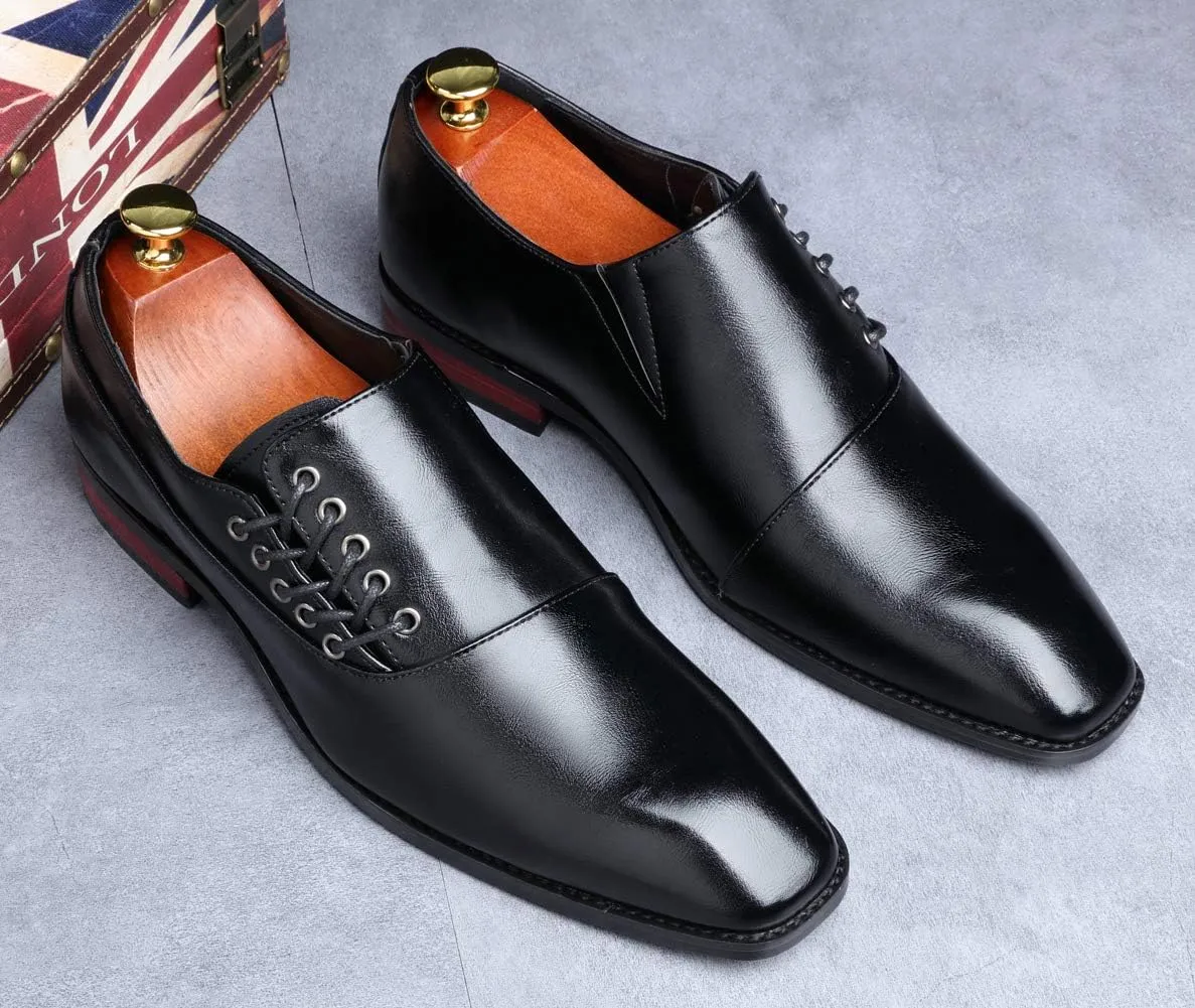 Mens Dress Shoes Slip On Loafers Moccasins for Men Leather Lace up Smoking Slipper Vintage Prom Wedding Shoes