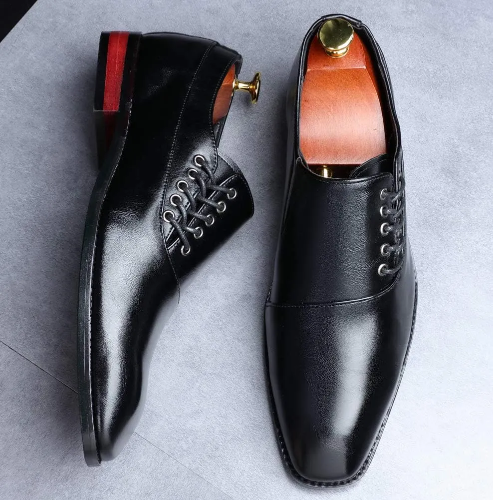 Mens Dress Shoes Slip On Loafers Moccasins for Men Leather Lace up Smoking Slipper Vintage Prom Wedding Shoes