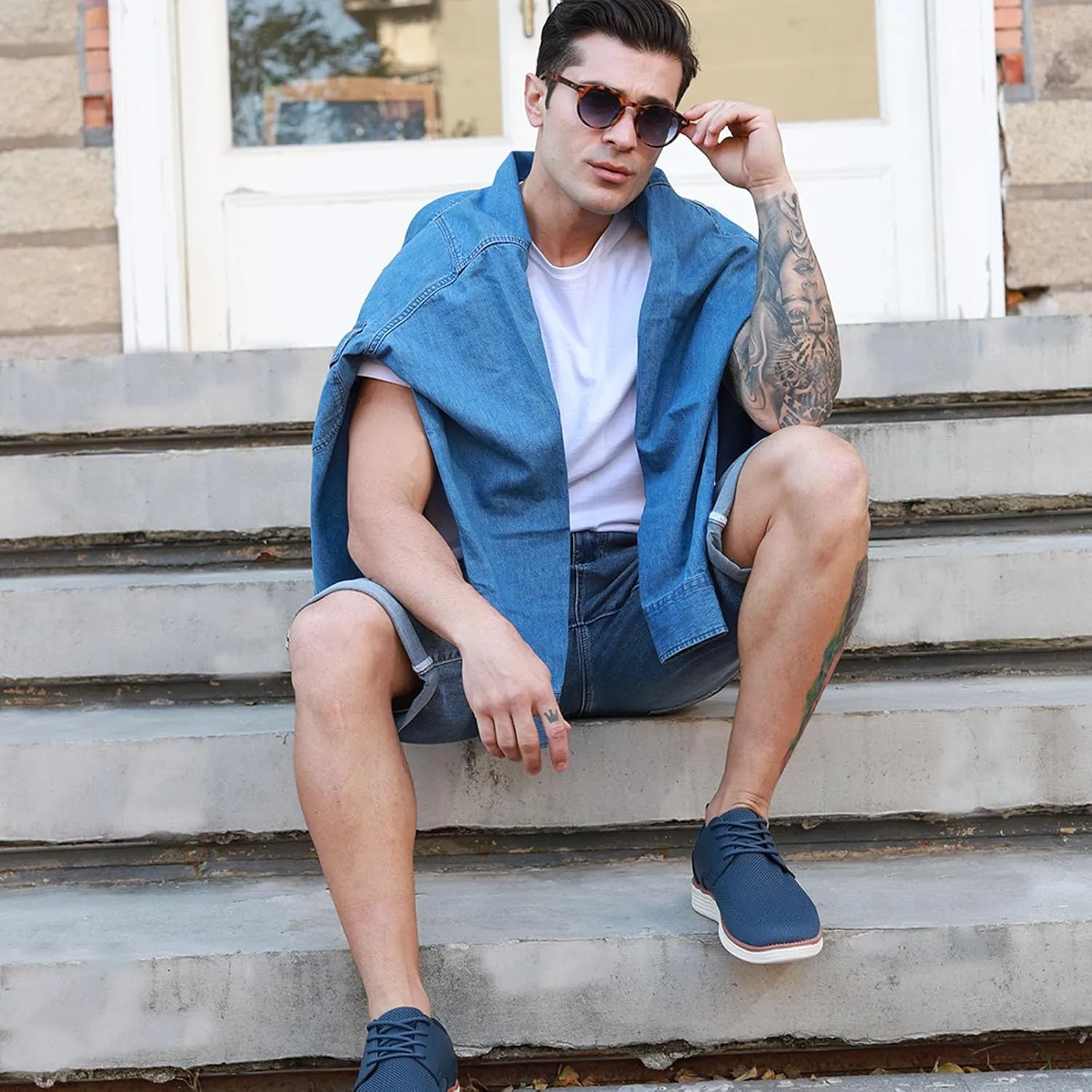 Men's Dress Sneakers Business Casual Dress Oxfords Walking Shoes Lightweight Comfortable Brogue Shoes