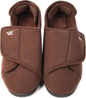 Mens Extra Wide Width Diabetic Slippers Memory Foam With Adjustable Soft Non-Slip Orthopedic House Shoes for Elderly Swollen Feet, Arthritis, Edema