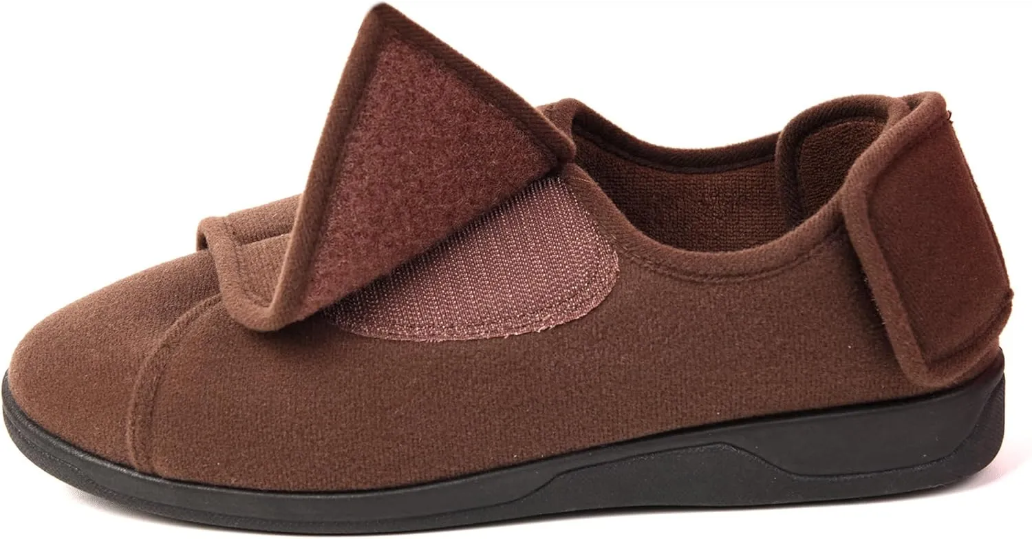Mens Extra Wide Width Diabetic Slippers Memory Foam With Adjustable Soft Non-Slip Orthopedic House Shoes for Elderly Swollen Feet, Arthritis, Edema