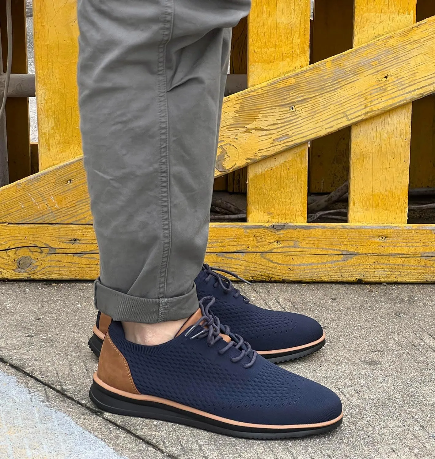 Men's Fashion Dress Sneakers Casual Walking Shoes Business Oxfords Comfortable Lightweight Breathable Tennis Lace-Up Mesh/Leather