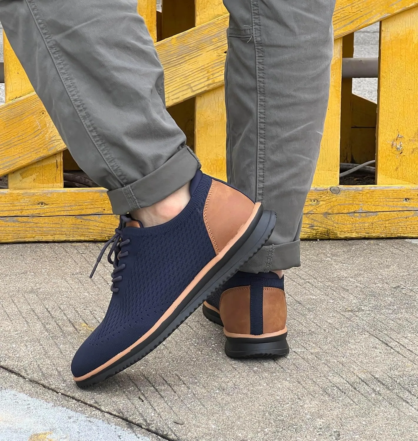 Men's Fashion Dress Sneakers Casual Walking Shoes Business Oxfords Comfortable Lightweight Breathable Tennis Lace-Up Mesh/Leather