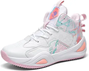 Mens Fashion Graffiti High Top Basketball Shoes Lightweight Breathable Sports Sneakers for Workout Gym Tennis Walking Running Shoes