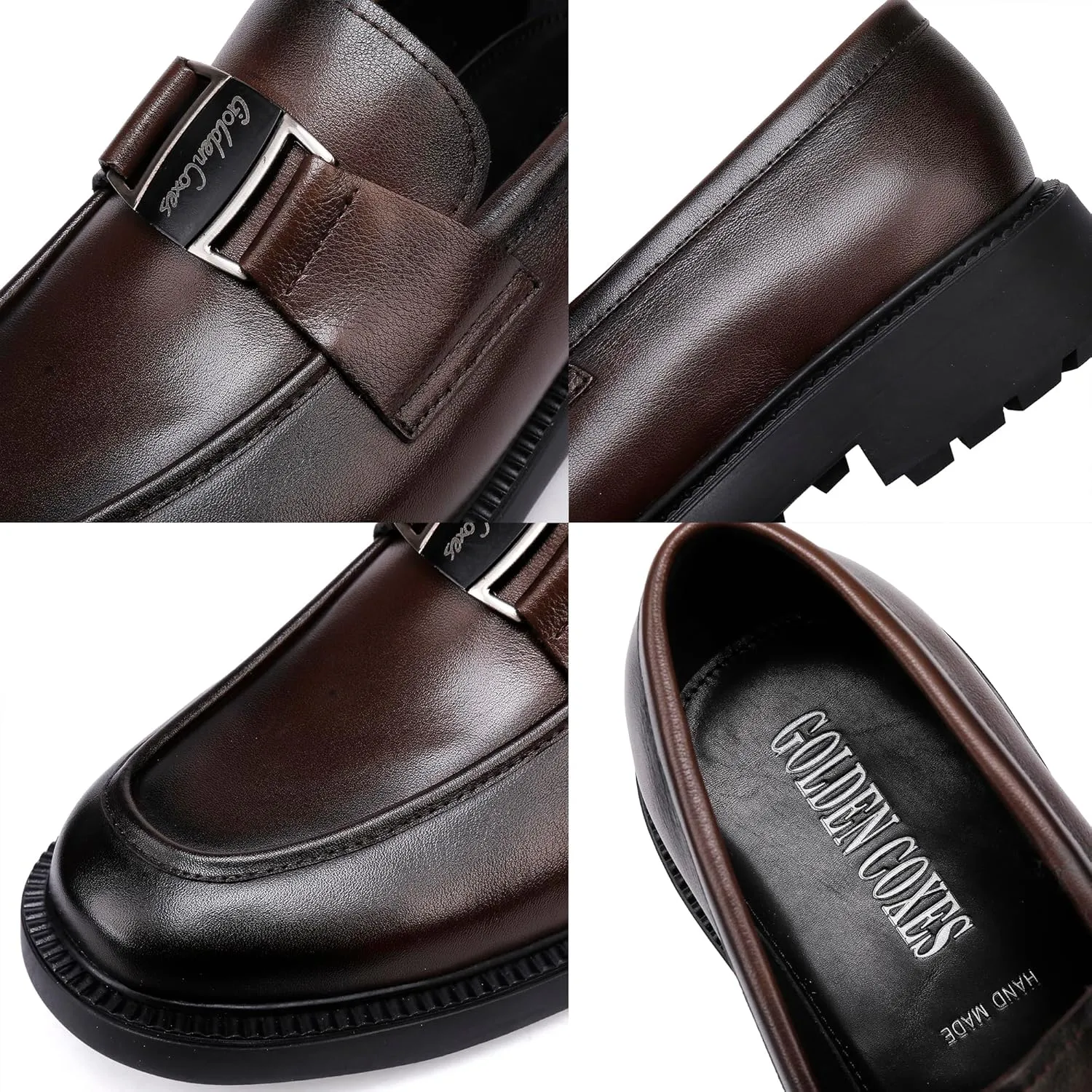 Mens Genuine Leather Dress Shoes Casual Buckle Business Dress Loafer Formal Slip On Penny Party Loafer Shoes for Men