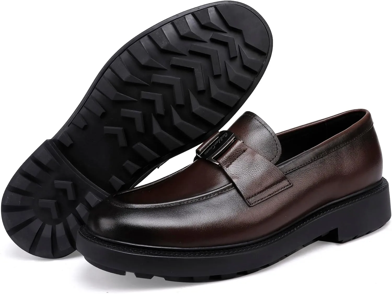 Mens Genuine Leather Dress Shoes Casual Buckle Business Dress Loafer Formal Slip On Penny Party Loafer Shoes for Men