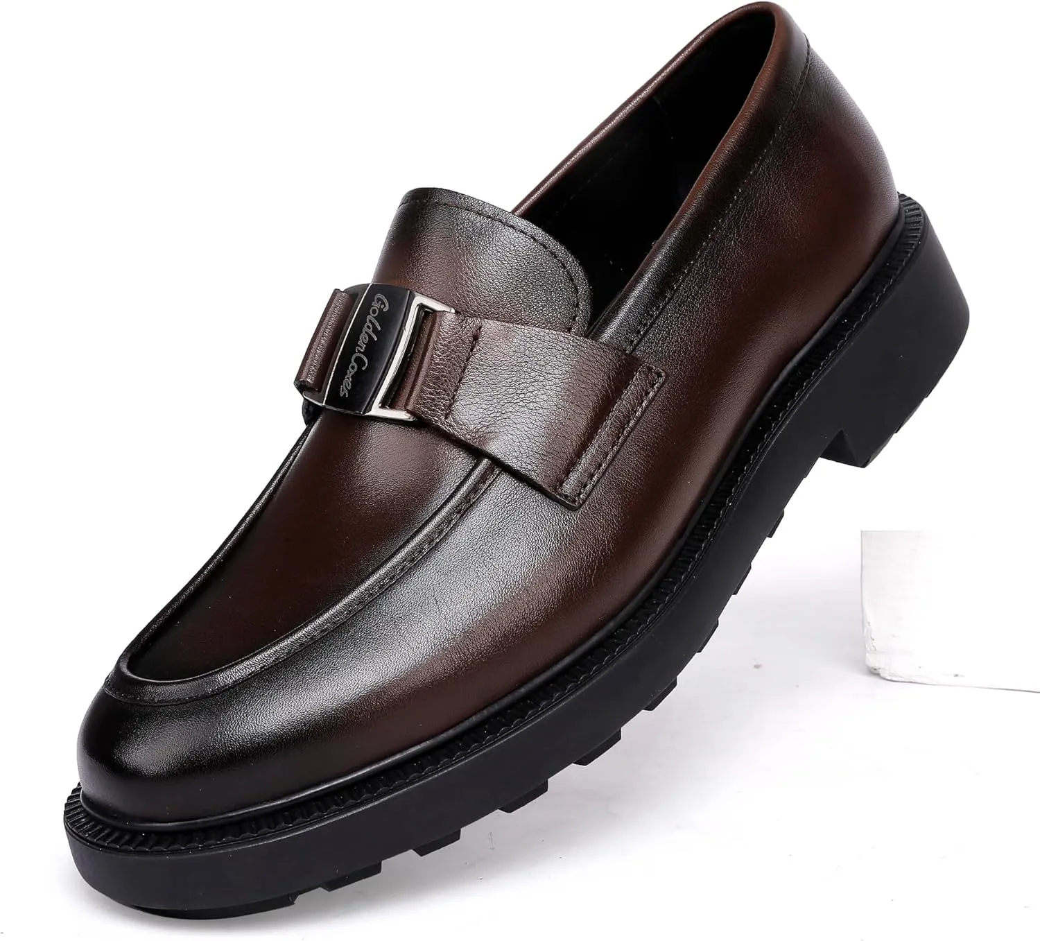 Mens Genuine Leather Dress Shoes Casual Buckle Business Dress Loafer Formal Slip On Penny Party Loafer Shoes for Men