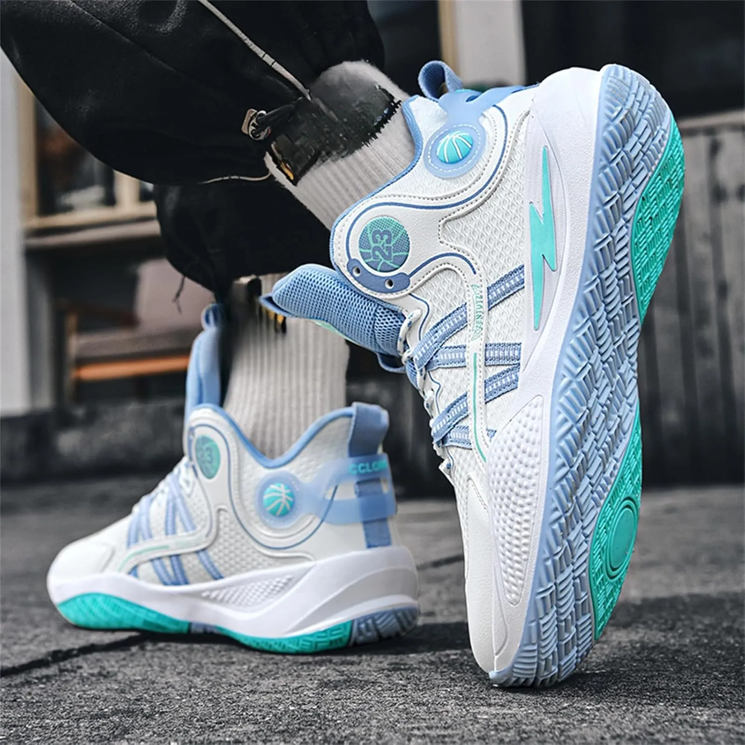 Mens High Top Basketball Shoes Streetball Breathable Non Slip Outdoor Sneakers Cushioning Workout Running Shoes for Fitness Tennis Shoes