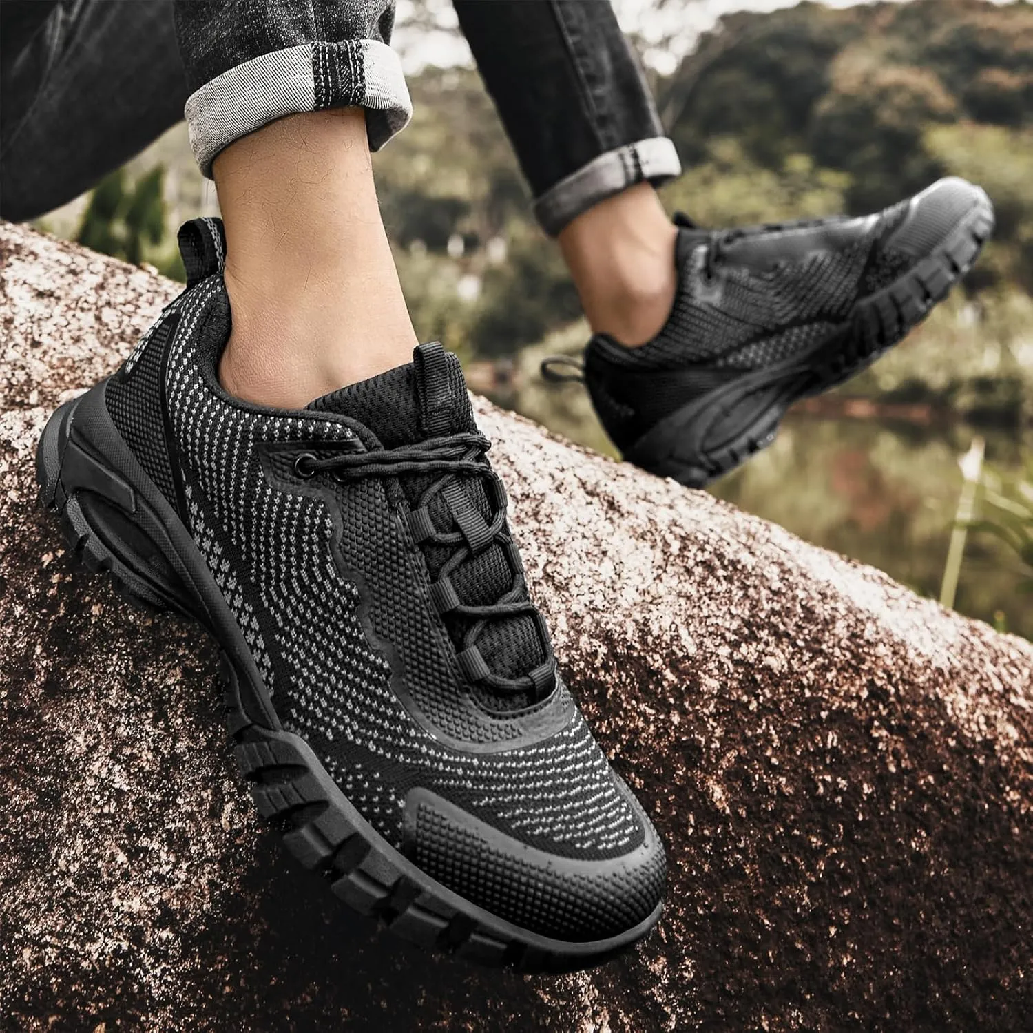Mens Hiking Shoes Waterproof Lightweight Ankle Boots Outdoor Trekking Camping Walking Quest