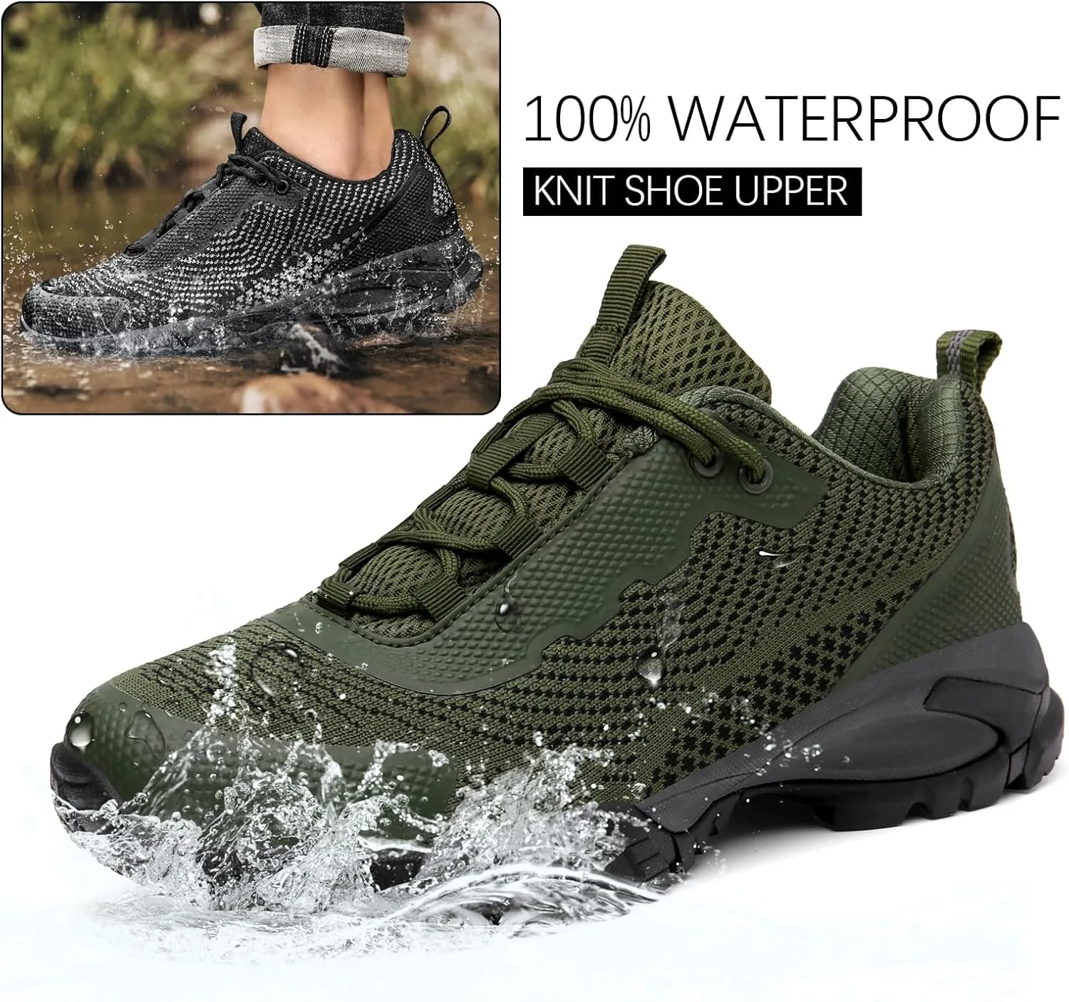 Mens Hiking Shoes Waterproof Lightweight Ankle Boots Outdoor Trekking Camping Walking Quest