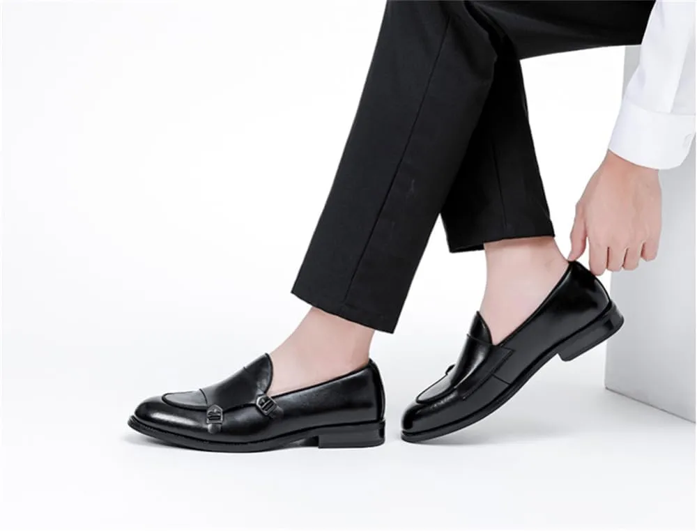 Mens Leather Double Monk Strap Loafer