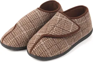 Men's Memory Foam Diabetic Slippers, Extra Wide Adjustable House Shoes for Swollen Feet, Arthritis, Edema, Soft Comfortable Non-Slip Slippers for Indoor and Outdoor Use