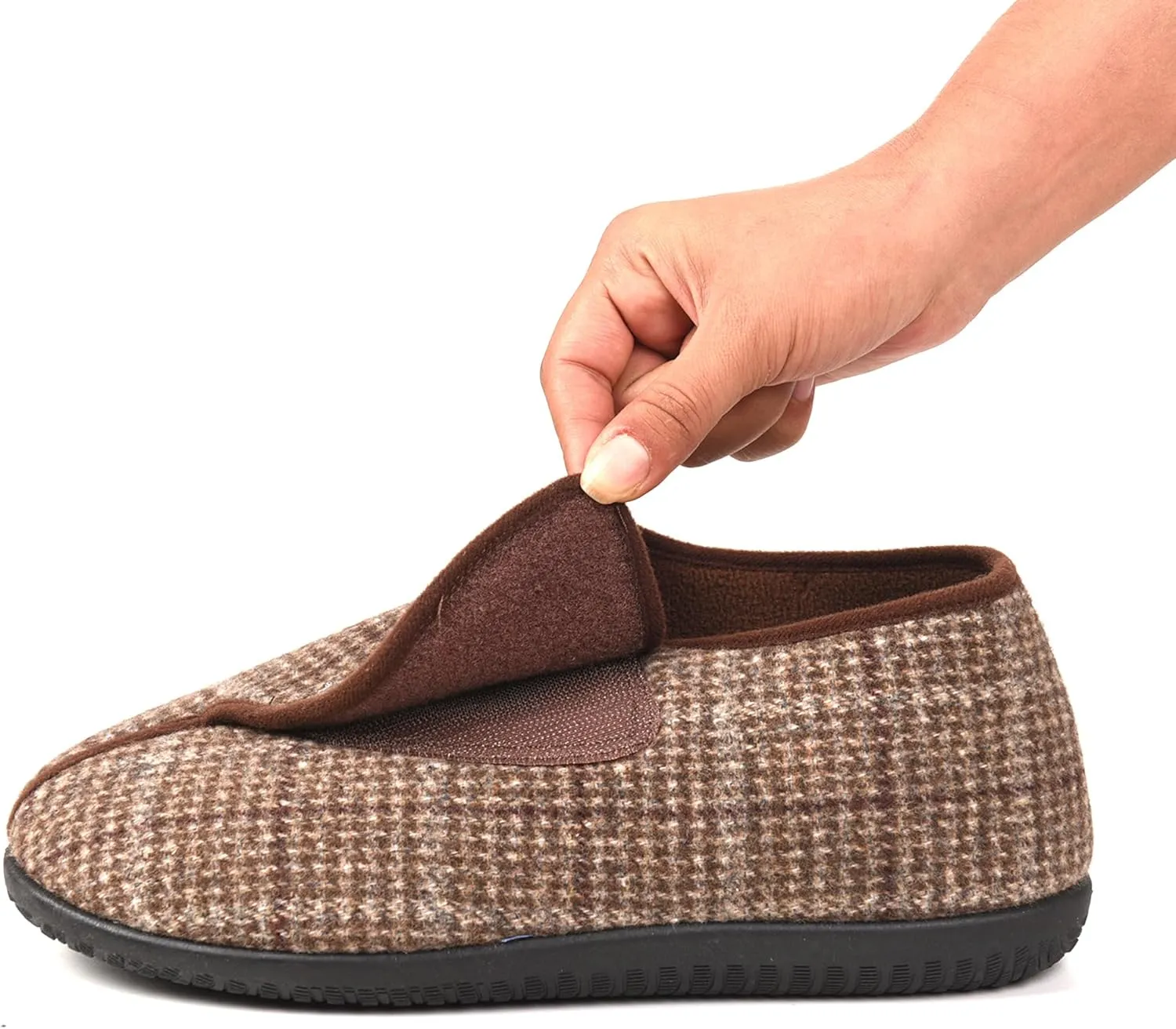 Men's Memory Foam Diabetic Slippers, Extra Wide Adjustable House Shoes for Swollen Feet, Arthritis, Edema, Soft Comfortable Non-Slip Slippers for Indoor and Outdoor Use