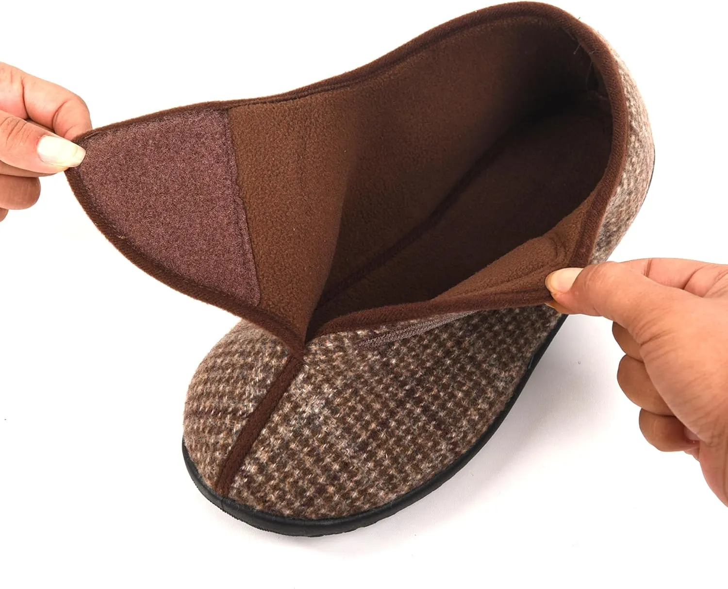 Men's Memory Foam Diabetic Slippers, Extra Wide Adjustable House Shoes for Swollen Feet, Arthritis, Edema, Soft Comfortable Non-Slip Slippers for Indoor and Outdoor Use