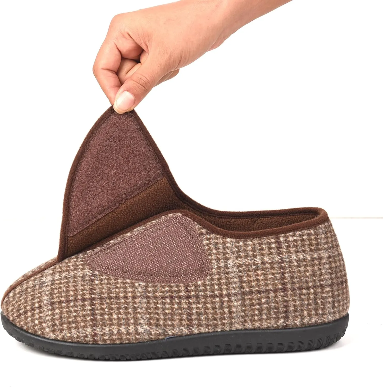 Men's Memory Foam Diabetic Slippers, Extra Wide Adjustable House Shoes for Swollen Feet, Arthritis, Edema, Soft Comfortable Non-Slip Slippers for Indoor and Outdoor Use
