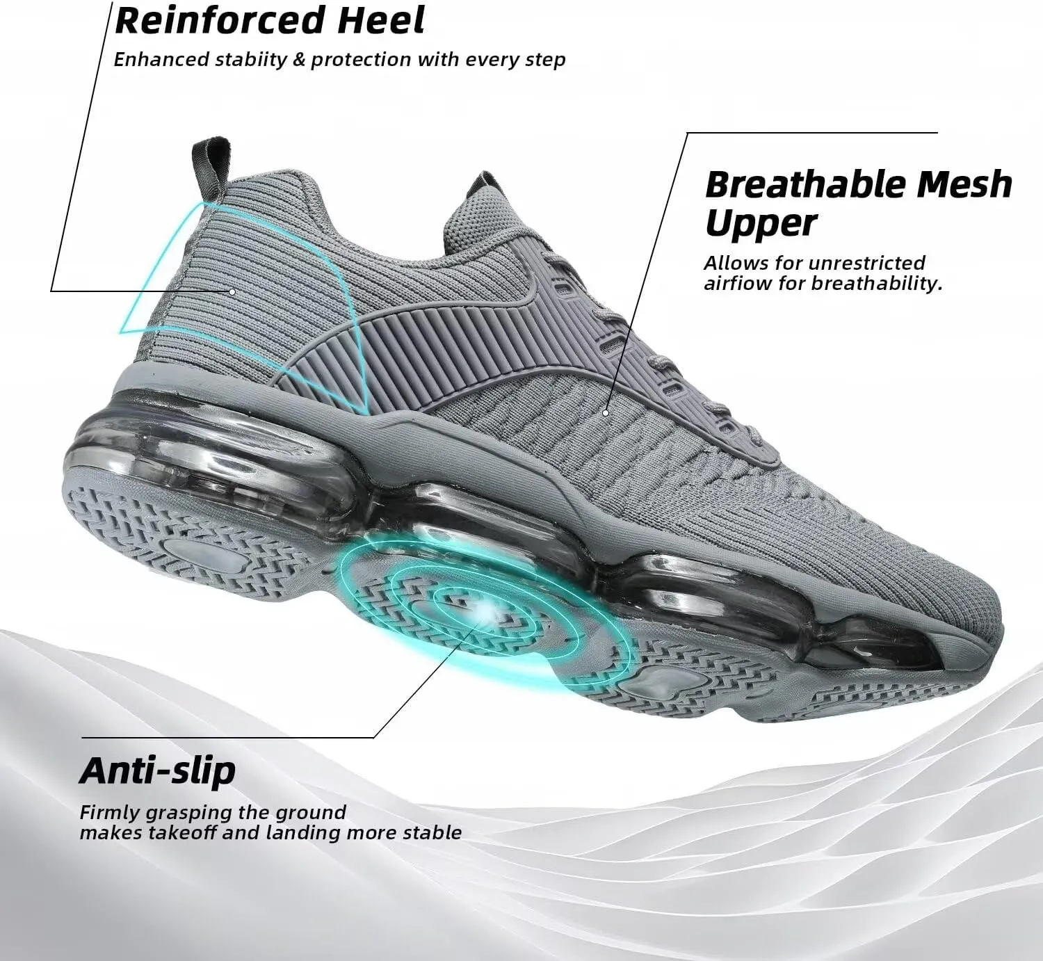 Mens Running Shoes Air Low Top Comfort Walking Lace Up Sneakers Breathable Fashion Tennis Sport Gym Fitness Cross Trainers