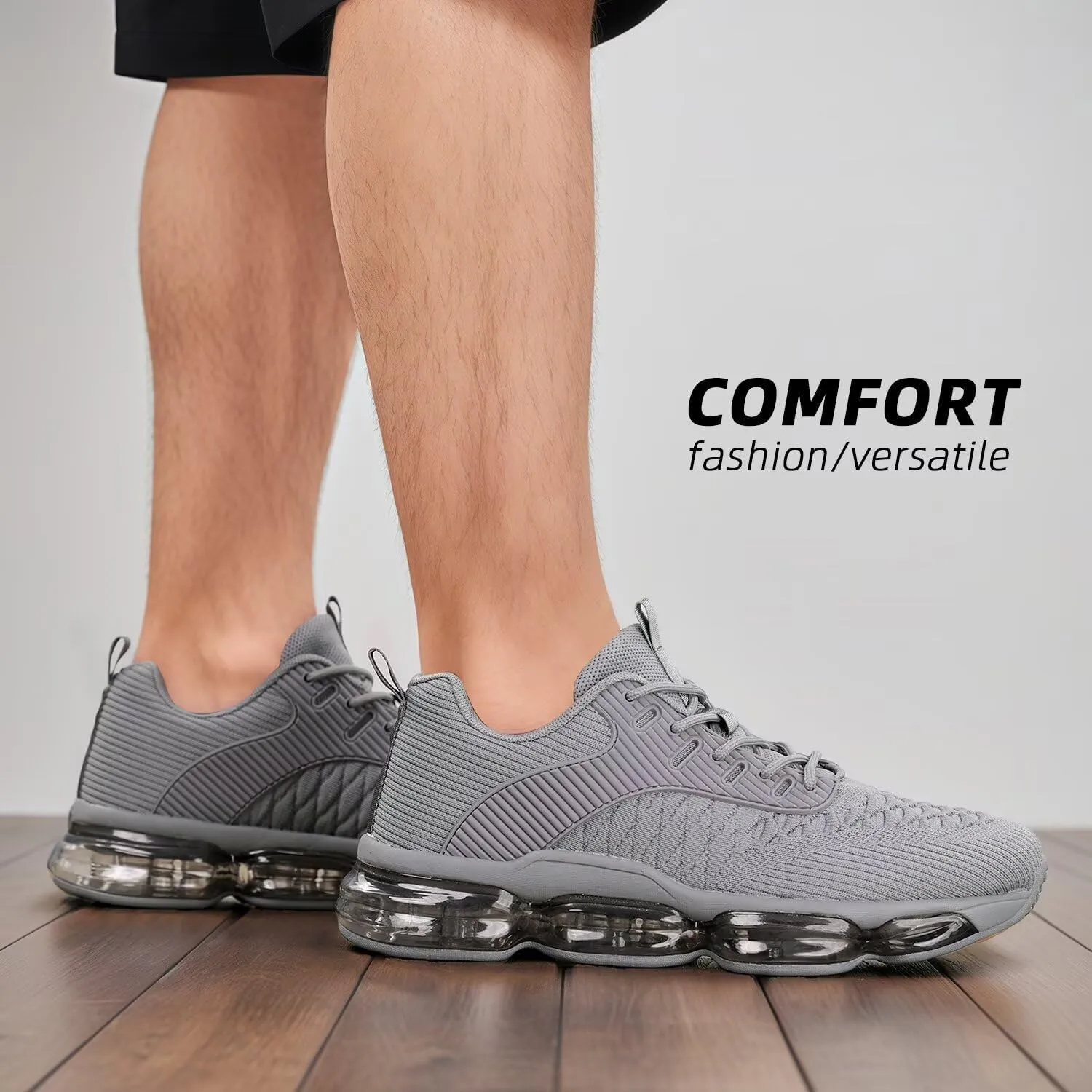 Mens Running Shoes Air Low Top Comfort Walking Lace Up Sneakers Breathable Fashion Tennis Sport Gym Fitness Cross Trainers
