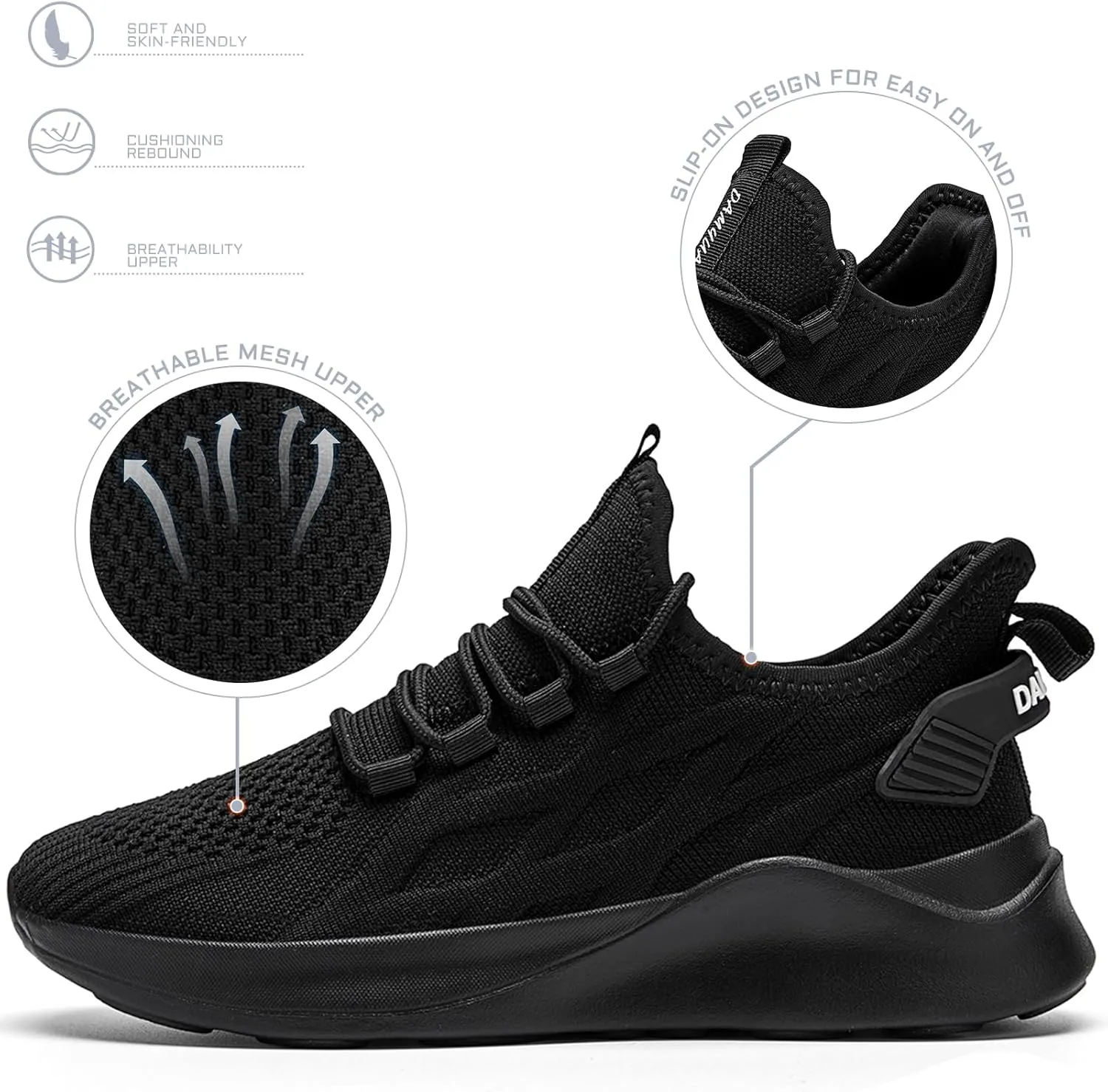 Mens Running Shoes Tennis Sneakers Walking Slip on Gym Workout Athletic Breathable Jogging Sport Casual Shoe