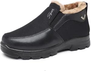 Men's Snow Shoes Waterproof Winter Outdoor Shoes Warm Fur Lined Sneakers Trekking Shoes Hiking Shoes (Black, Adult, Men, 7.5 US Size)