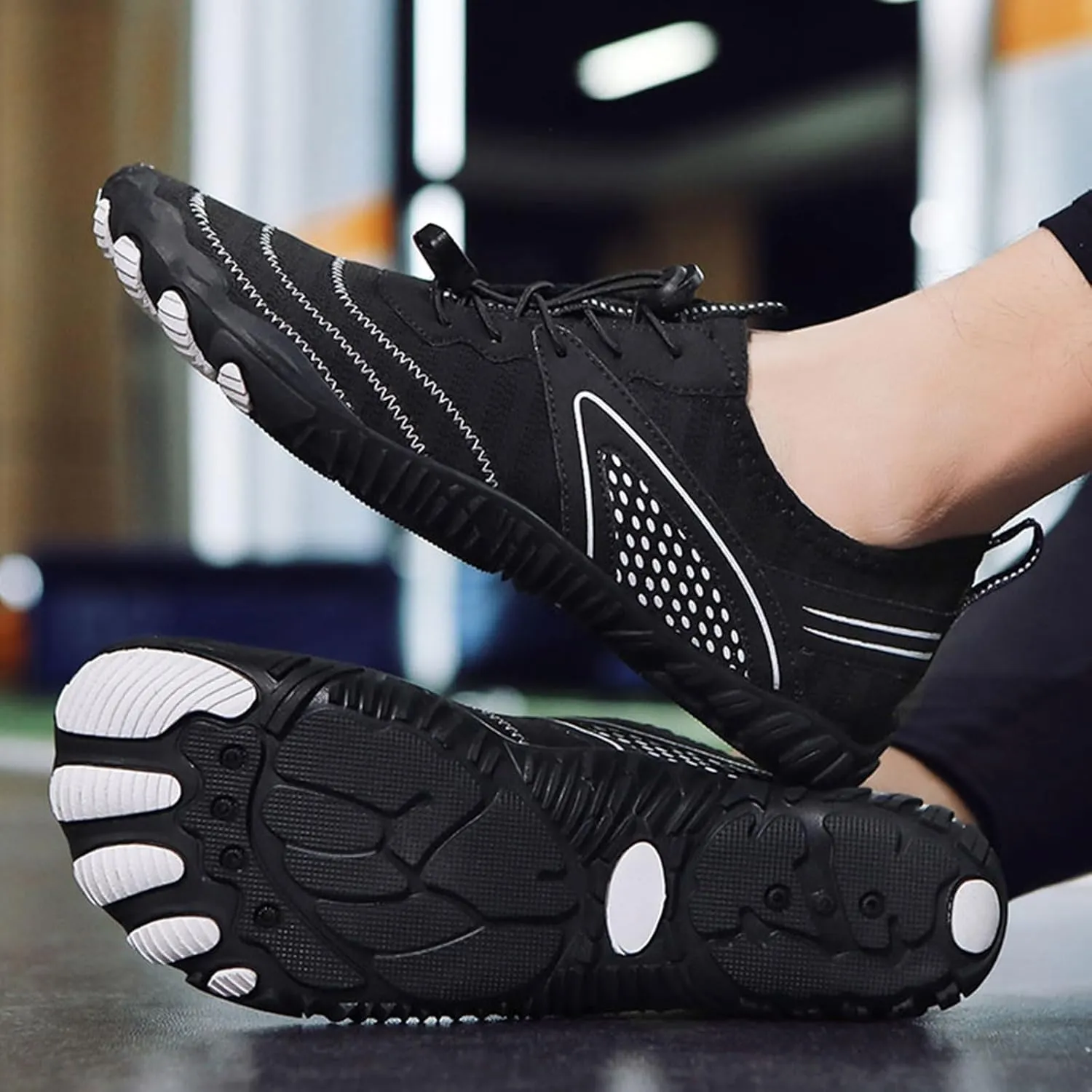 Mens Trail Running Barefoot Shoes, Wide Toe Box Minimalist Sneakers, Zero Drop Grounding Shoes with Copper, Soft Comfortable Grounded Footwear, Pro Water Travel, Non Slip Breathable Hike Men