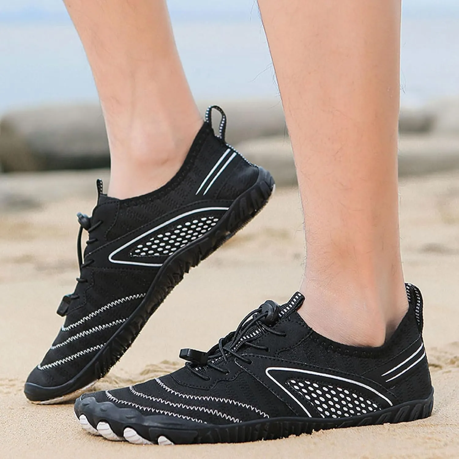 Mens Trail Running Barefoot Shoes, Wide Toe Box Minimalist Sneakers, Zero Drop Grounding Shoes with Copper, Soft Comfortable Grounded Footwear, Pro Water Travel, Non Slip Breathable Hike Men