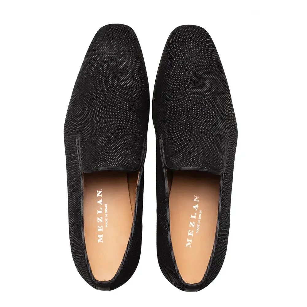 Mezlan Notte 20958 Black Genuine Glass Suede Slip On Loafers