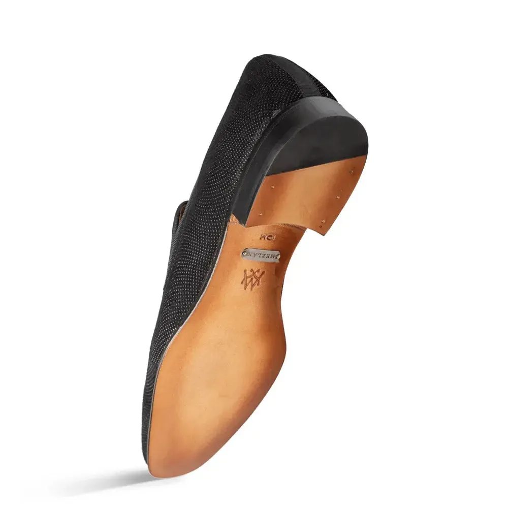 Mezlan Notte 20958 Black Genuine Glass Suede Slip On Loafers