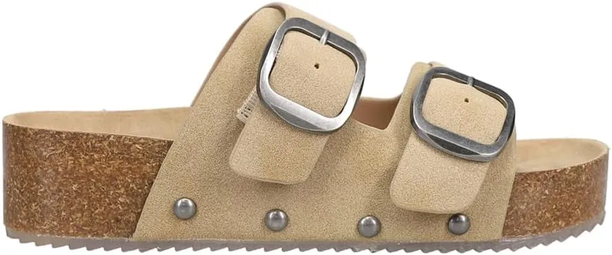 MIA Womens Qianna Platform Slide Casual Sandals Casual Low Heel 1-2" - Beige