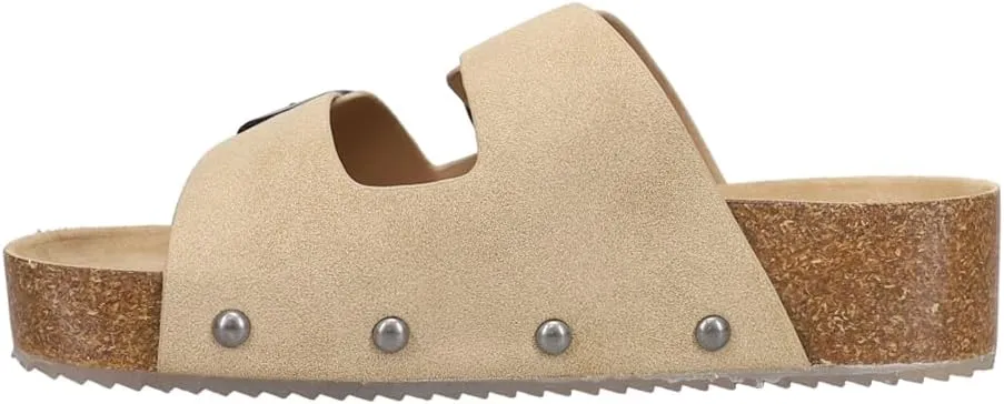 MIA Womens Qianna Platform Slide Casual Sandals Casual Low Heel 1-2" - Beige