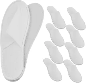 Mikikit 5 Pairs Travel Disposable Slippers Non Skid Spa Slippers Comfortable Footwear for Guests Travel for Hotels Spas and Home Use