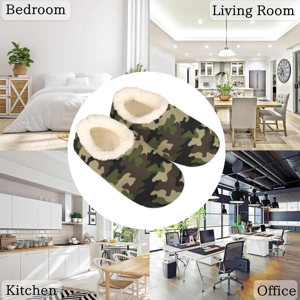 Military Camo Camouflage Slippers for Women Men Cozy Non-slip House Shoes Winter Warm Indoor Slipper