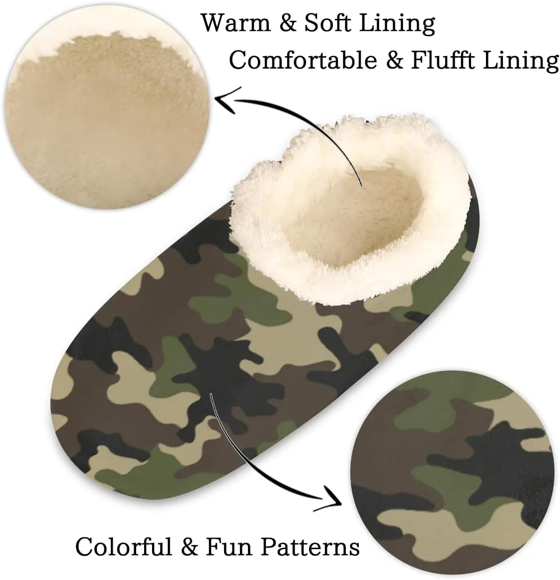 Military Camo Camouflage Slippers for Women Men Cozy Non-slip House Shoes Winter Warm Indoor Slipper