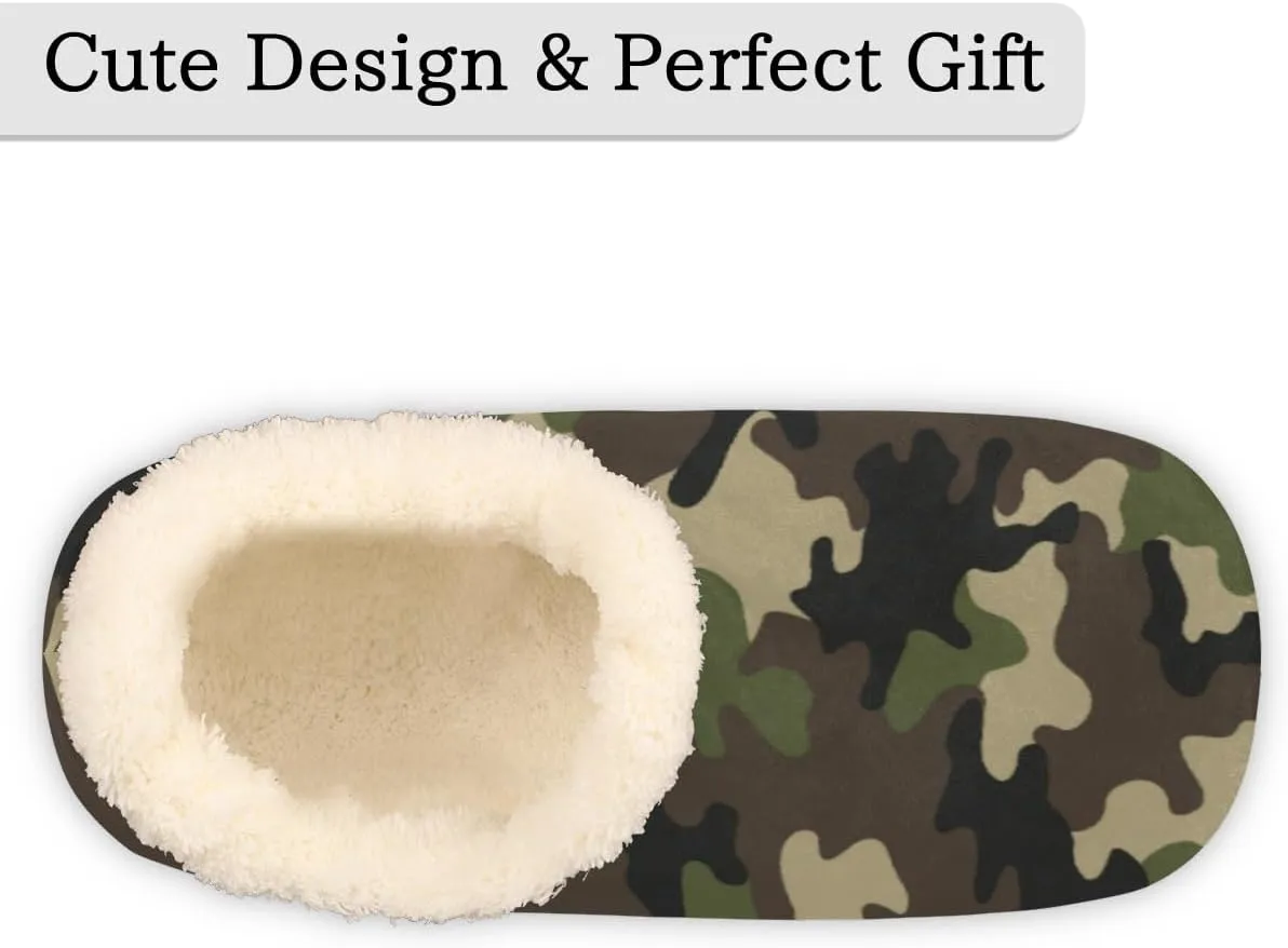 Military Camo Camouflage Slippers for Women Men Cozy Non-slip House Shoes Winter Warm Indoor Slipper