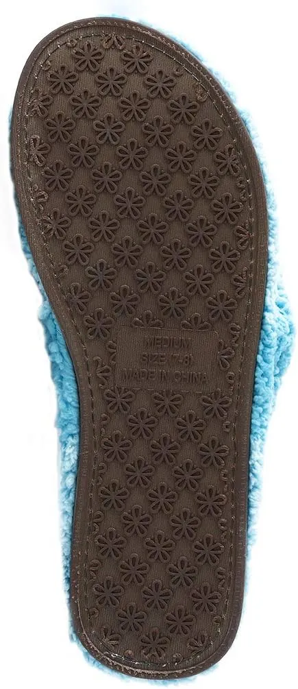 Millffy Plush Cozy Faux Shearling Thong Slide On Sherpa Womens Flip-Flops Slippers with Flowers